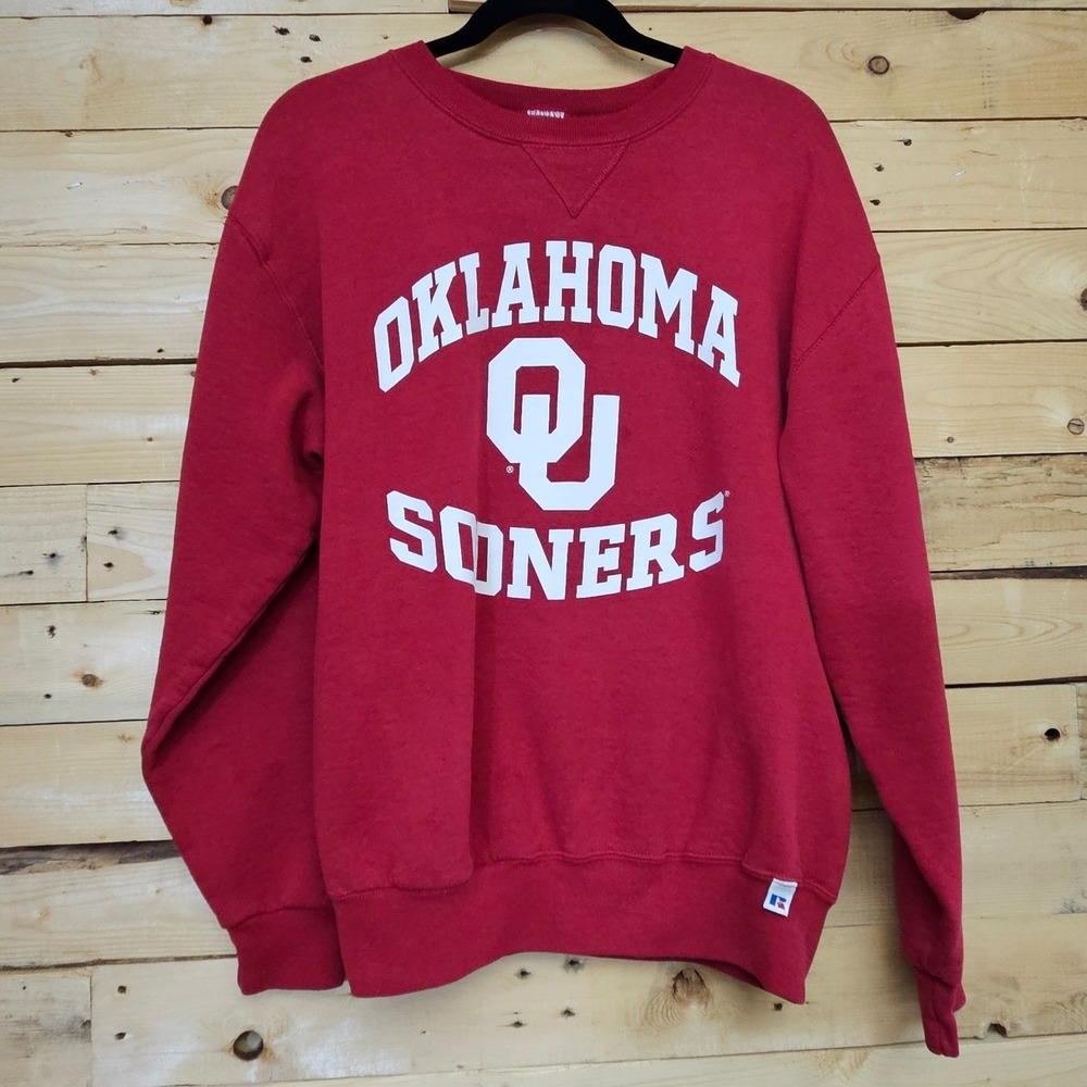 Vintage Russell Athletic Oklahoma Sooners Sweatshirt Red Crewneck Mens Medium OU